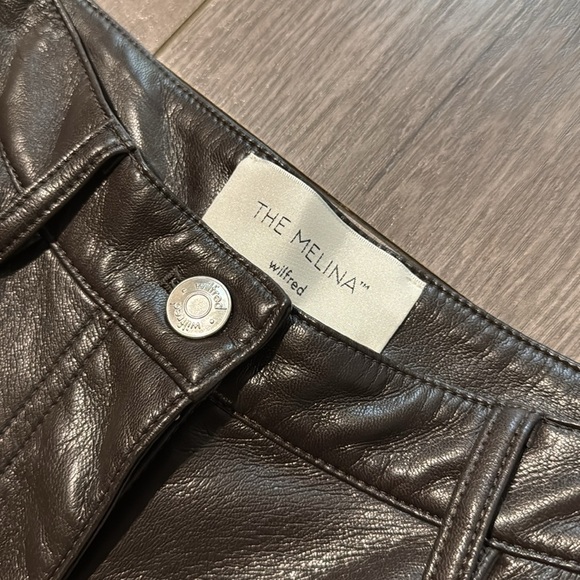 Aritzia Wilfred The Melina Vegan Faux Leather High Rise Pants Mocha Rich Brown 2 - Picture 6 of 8